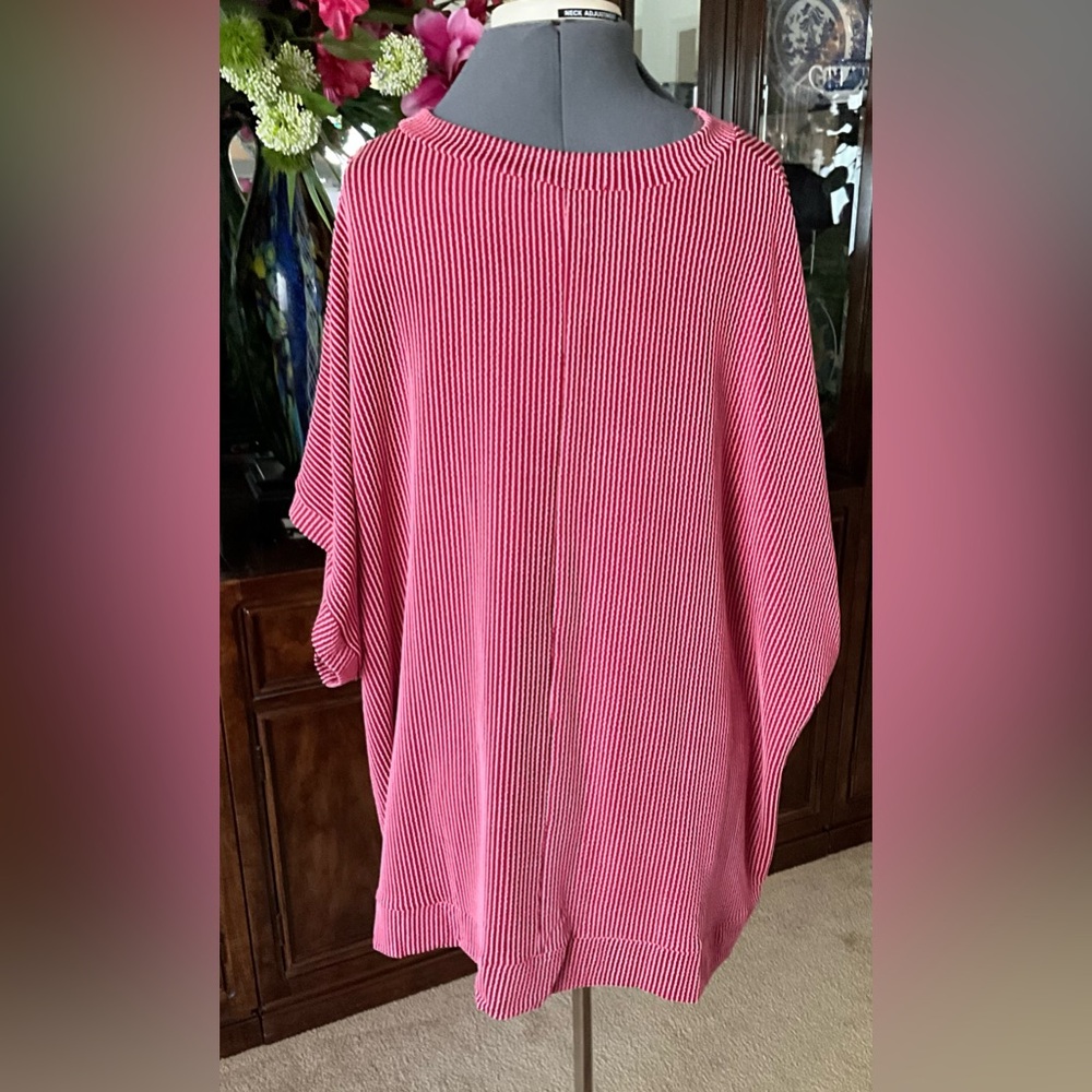 Pink and White Striped Tunic Top Oversized